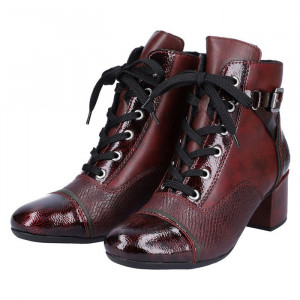 Ghete dama Rieker 70201-35-Bordo elegant piele naturala imblanite cu toc bordo