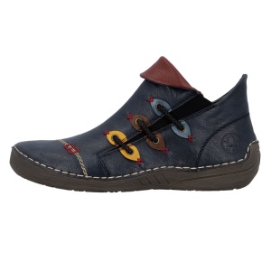 Ghete dama, Rieker, 72581-14-Albastru, casual, piele ecologica, cu talpa joasa, albastru