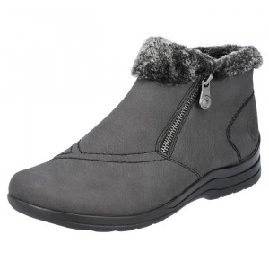 Ghete dama Rieker L1868-45-Gri casual piele naturala impermeabil imblanite cu talpa joasa gri