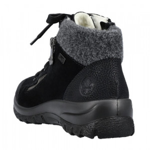 Ghete dama Rieker L7132-01-Negru casual piele naturala impermeabil imblanite cu talpa joasa negru
