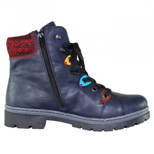 Ghete dama Rieker Y9433-14-Albastru-Inchis casual piele ecologica imblanite cu toc albastru inchis