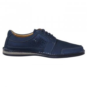 Pantofi barbati Krisbut 5316-1-9-Albastru-Inchis casual piele naturala perforati cu talpa joasa albastru inchis