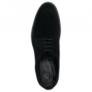 Pantofi barbati Nicolis 201918-Negru elegant piele intoarsa cu toc negru