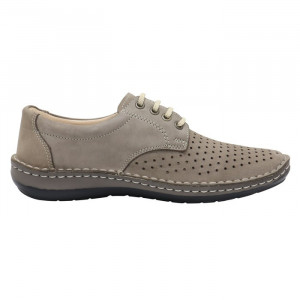 Pantofi barbati Otter OT9554-14-2-Gri casual piele naturala perforati cu talpa joasa gri