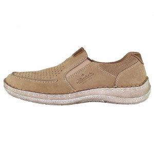 Pantofi barbati, Rieker, 03067-21-Bej, casual, piele naturala, perforati, cu talpa joasa, bej