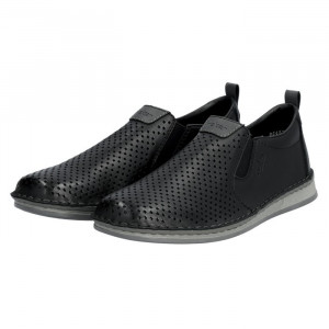 Pantofi barbati Rieker 05457-00-Negru casual piele naturala perforati cu talpa joasa negru