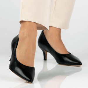 Pantofi dama Filippo DP4426-23-BK-Negru elegant piele naturala cu toc negru