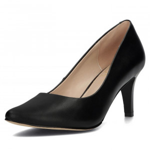 Pantofi dama Filippo DP4427-23-BK-Negru elegant piele naturala cu toc negru