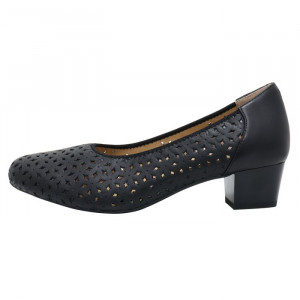 Pantofi dama, Karisma, JIJI20106A-01-N-Negru, casual, piele naturala, cu toc, negru