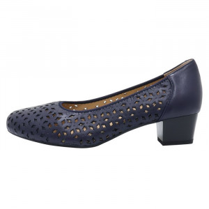Pantofi dama, Karisma, JIJI20106B-42-N-Albastru-Inchis, casual, piele naturala, cu toc, albastru inchis