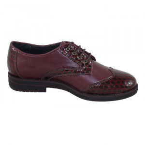 Pantofi dama Nicolis 110706-Bordo casual piele naturala cu toc bordo