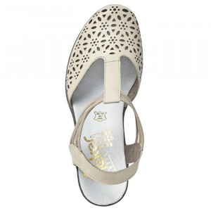 Pantofi dama Rieker 40969-80-Bej casual piele naturala cu toc bej