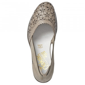 Pantofi dama Rieker 40986-64-Bej casual piele naturala cu toc bej