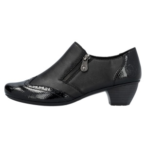 Pantofi dama, Rieker, 41757-00-Negru, casual, piele naturala, cu toc, negru