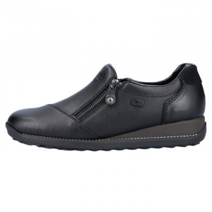 Pantofi dama Rieker 44265-00-Negru casual piele naturala impermeabil cu talpa joasa negru