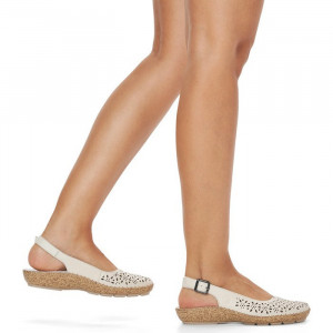 Pantofi dama Rieker 44861-60-Bej casual piele naturala cu talpa joasa bej