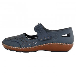 Pantofi dama Rieker 44896-14-Albastru-Inchis casual piele naturala cu talpa joasa albastru inchis