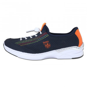 Pantofi dama, Rieker, M02G9-14-Albastru-Inchis, casual, piele ecologica, cu talpa joasa, albastru inchis