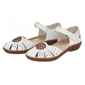 Pantofi dama Rieker M1672-80-Alb casual piele naturala cu talpa joasa alb