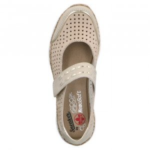 Pantofi dama Rieker N4257-60-Bej casual piele naturala cu talpa joasa bej