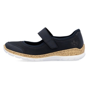 Pantofi dama, Rieker, N42B0-14-Albastru-Inchis, casual, piele ecologica, cu talpa joasa, albastru inchis