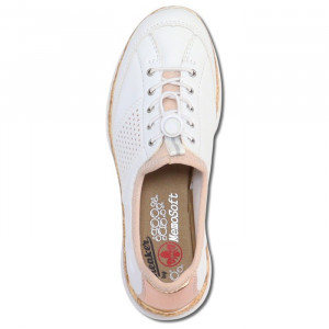 Pantofi dama Rieker N42G8-80-Alb casual piele ecologica cu talpa joasa alb