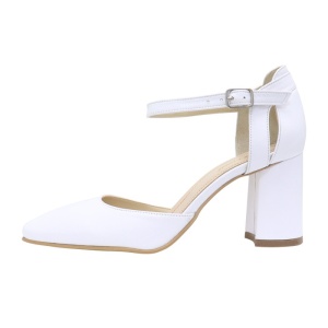 Pantofi dama, S1207-Alb, elegant, piele naturala, cu toc, alb