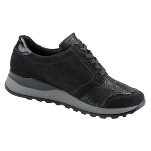 Pantofi dama Waldlaufer H64007-307-001-Hiroko-Negru sport piele naturala ortopedici cu talpa joasa negru