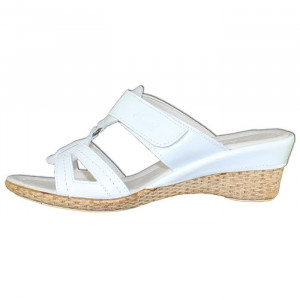 Papuci dama Nicolis 60663-Alb casual piele naturala cu platforma alb