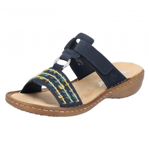 Papuci dama Rieker 60867-14-Albastru-Inchis casual piele ecologica cu talpa joasa albastru inchis