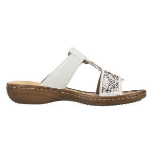 Papuci dama Rieker 608K2-40-Argintiu casual piele ecologica cu talpa joasa argintiu