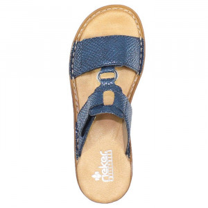 Papuci dama Rieker 628P9-14-Albastru casual piele ecologica cu talpa joasa albastru