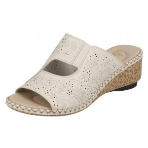 Papuci dama Rieker 66191-60-Bej casual piele naturala cu platforma bej