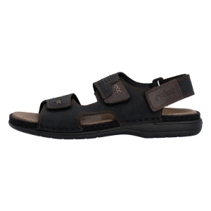 Sandale barbati, Rieker, 25561-00-Negru, casual, piele naturala, cu talpa joasa, negru