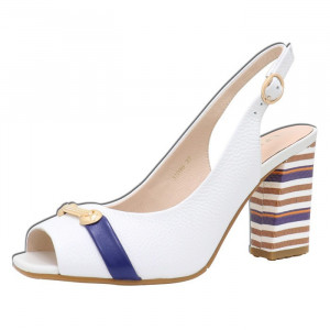 Sandale dama Epica JI1L488-R170-N507BZT-13-N-Alb elegant piele naturala cu toc alb