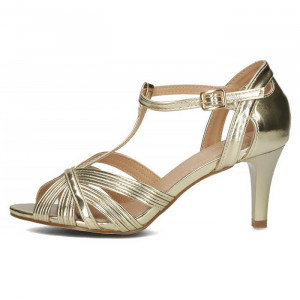 Sandale dama Filippo DS4301-23-GO-Auriu elegant piele ecologica cu toc auriu