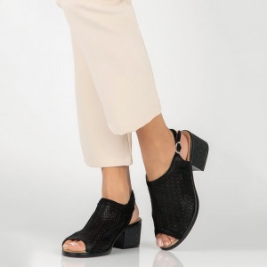 Sandale dama Filippo DS4475-23-BK-Negru elegant piele naturala cu toc negru