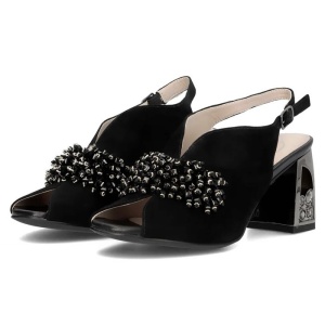 Sandale dama Filippo DS6180-24-BK-SU-Negru elegant piele intoarsa cu toc negru