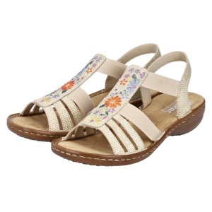Sandale dama Rieker 60808-60-Bej casual sintetic cu talpa joasa bej