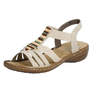 Sandale dama Rieker 60851-62-Bej casual piele ecologica cu talpa joasa bej