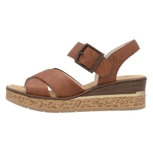 Sandale dama, Rieker, 63795-22-Maro, casual, piele ecologica, cu platforma, maro