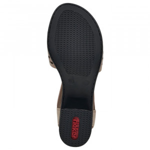 Sandale dama Rieker 64677-64-Bej casual piele naturala cu toc bej