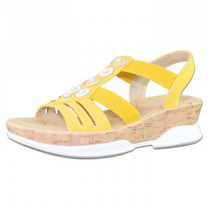 Sandale dama Rieker V7771-68-Galben casual piele ecologica cu talpa joasa galben