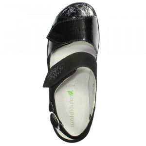 Sandale dama Waldlaufer 653013-868-001-Kirbie-Negru casual piele intoarsa cu toc negru