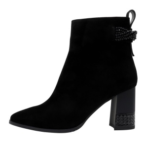 Botine dama Epica K3K350050-01-I-Negru elegant piele intoarsa cu toc negru