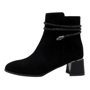 Botine dama, Epica, K3K350091-01-I-Negru, elegant, piele intoarsa, cu toc, negru