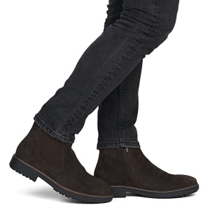 Cizme barbati Rieker 33180-28-Maro casual piele intoarsa scurte imblanite cu toc maro