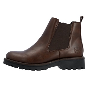 Cizme dama, Rieker, 73250-25-Maro, casual, piele ecologica, scurte, imblanite, cu toc, maro