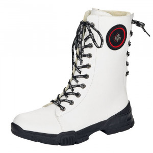 Cizme dama Rieker X4423-80-Alb casual piele ecologica scurte cu talpa joasa alb