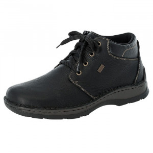 Ghete barbati Rieker 05305-00-Negru casual piele naturala impermeabil imblanite cu talpa joasa negru